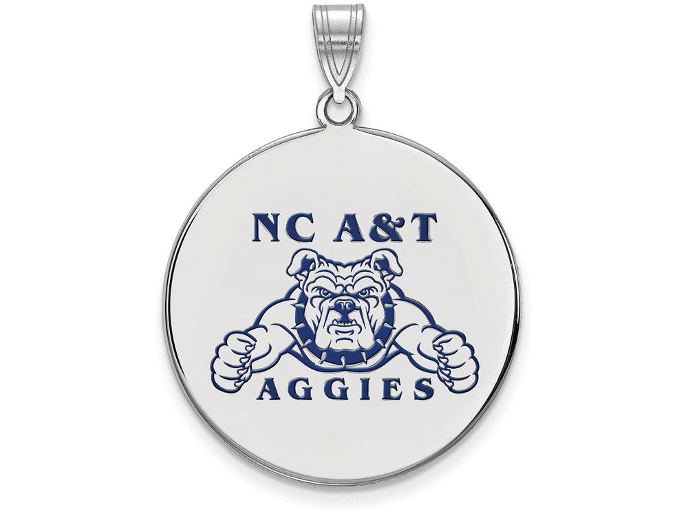 LogoArt Sterling Silver North Carolina Aandt Xlarge Enamel Disc Pendant Necklace