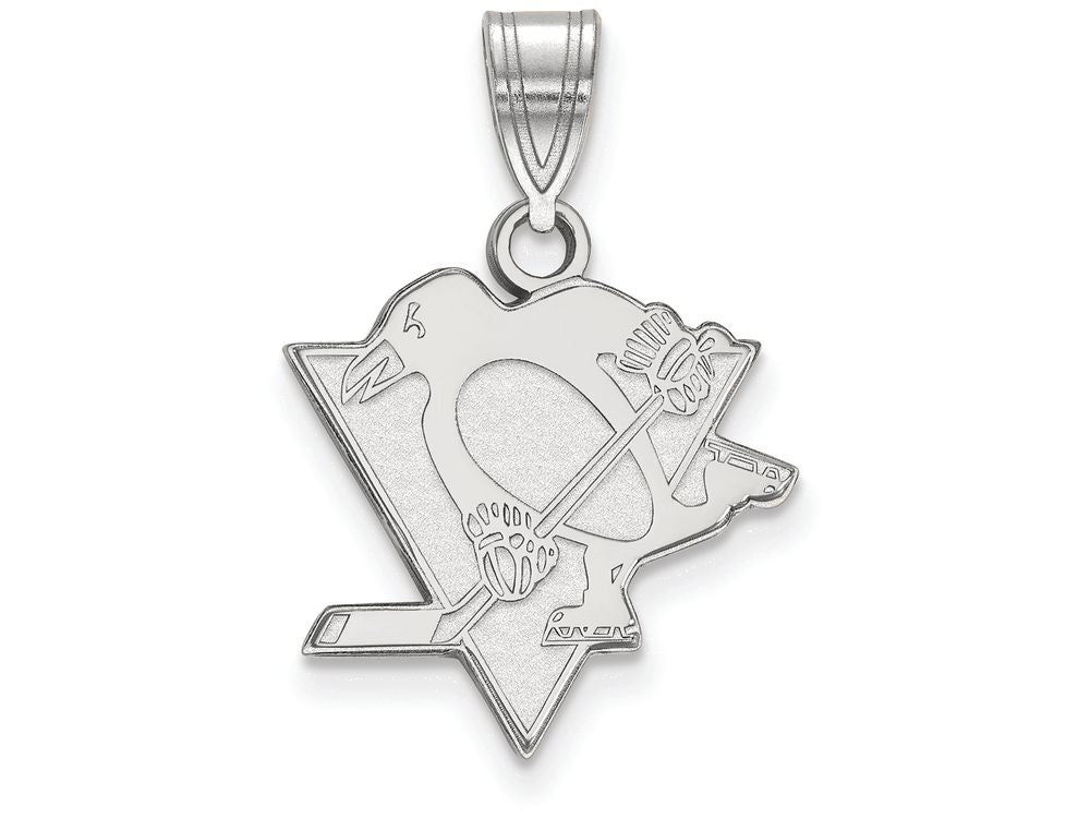 LogoArt Sterling Silver Pittsburgh Penguins Medium Pendant Necklace