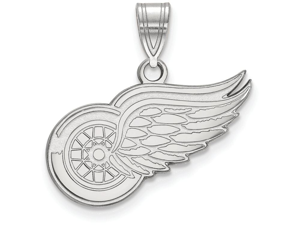 LogoArt Sterling Silver Detroit Red Wings Medium Pendant Necklace