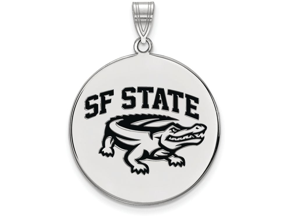 LogoArt Sterling Silver San Francisco State University Xlarge Enamel Disc Pendant Necklace