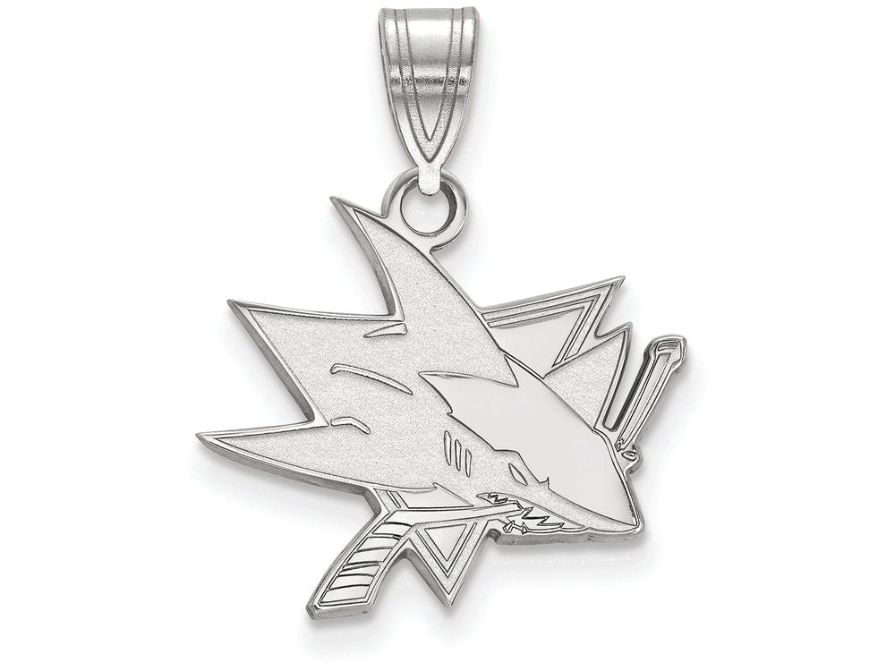LogoArt Sterling Silver San Jose Sharks Medium Pendant Necklace