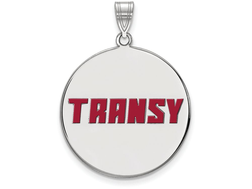 LogoArt Sterling Silver Transylvania University Xlarge Enamel Disc Pendant Necklace