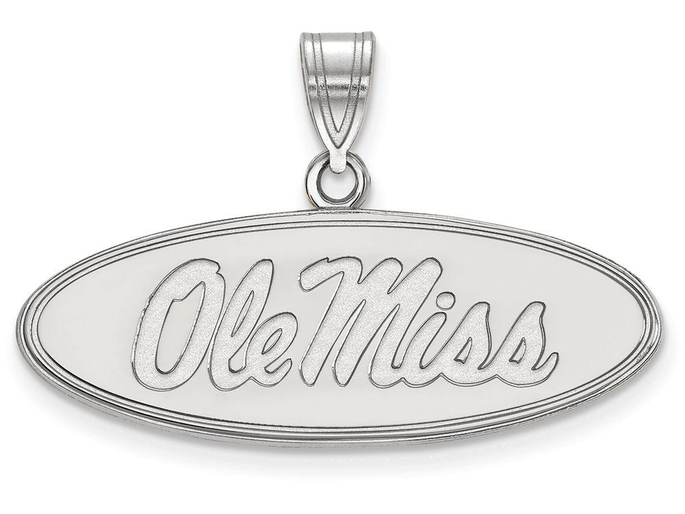 LogoArt Sterling Silver University Of Mississippi Medium Pendant Necklace