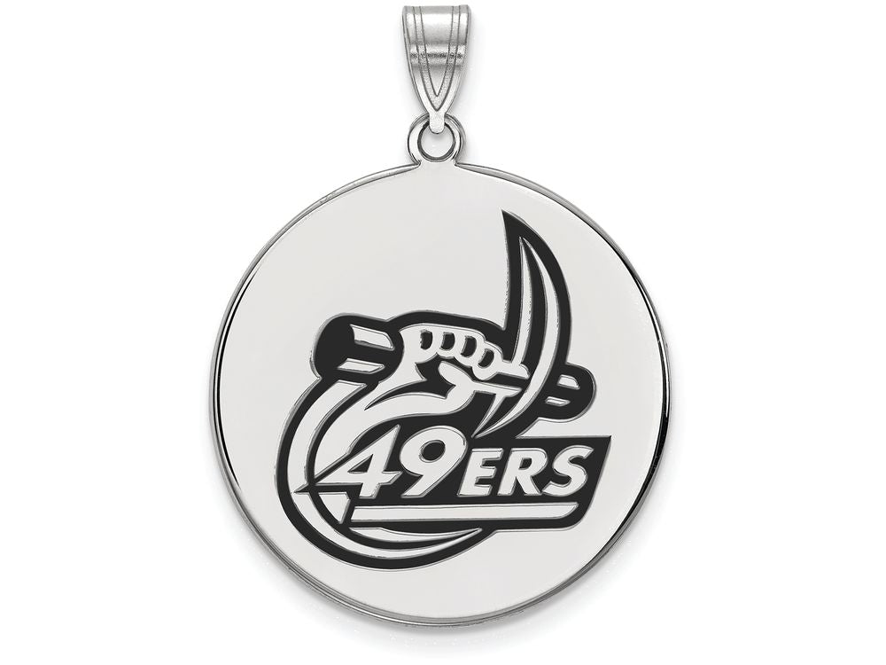LogoArt Sterling Silver University Of North Carolina At Charlotte Xlarge Enamel Disc Pendant Necklace