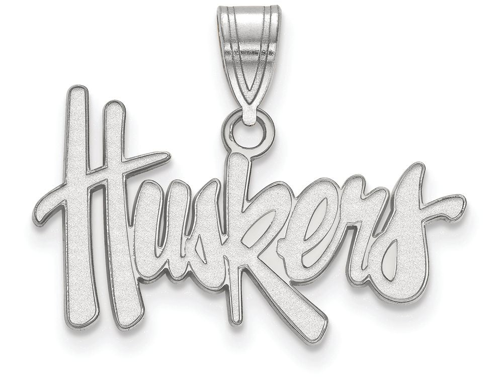LogoArt Sterling Silver University Of Nebraska Medium Pendant Necklace