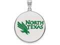 LogoArt Sterling Silver University Of North Texas Xlarge Enamel Disc Pendant Necklace