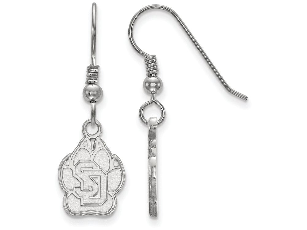 LogoArt Sterling Silver University Of South Dakota Small Dangle Earrings Wire