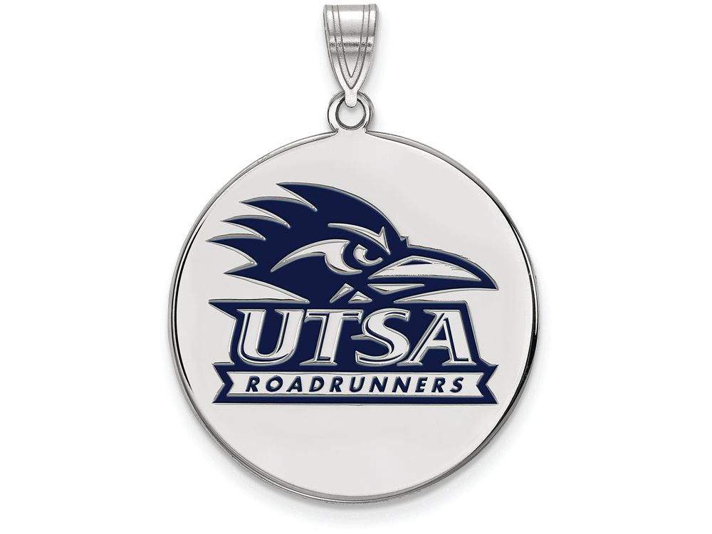 LogoArt Sterling Silver University Of Texas At San Antonio Xlarge Enamel Disc Pendant Necklace