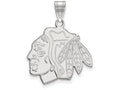 LogoArt Sterling Silver Chicago Blackhawks Large Pendant Necklace