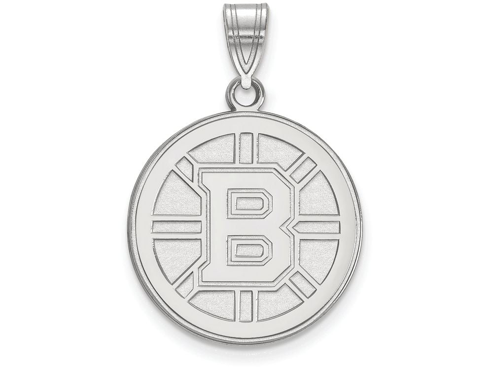 LogoArt Sterling Silver Boston Bruins Large Pendant Necklace