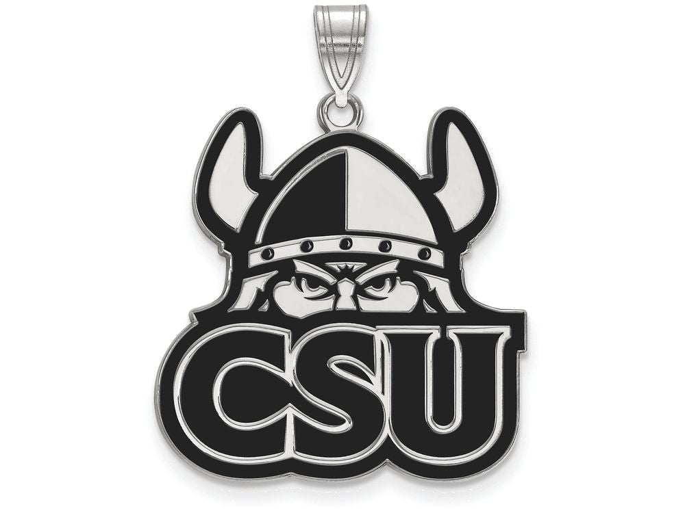 LogoArt Sterling Silver Cleveland State University XL Enamel Pendant Necklace