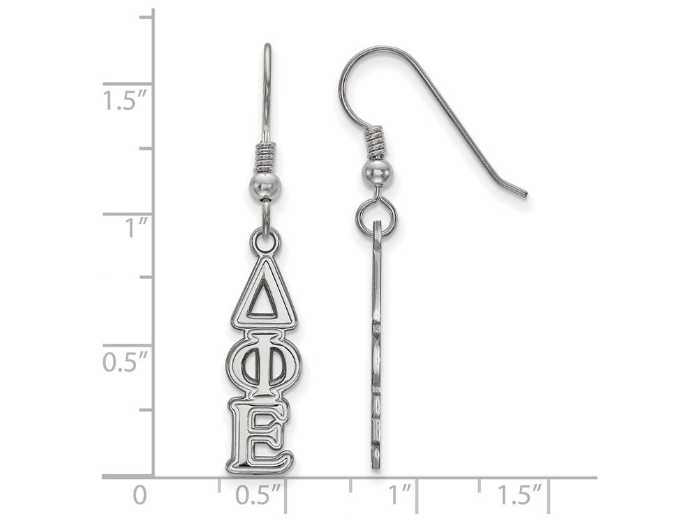 LogoArt Sterling Silver Delta Phi Epsilon Dangle Medium Earrings