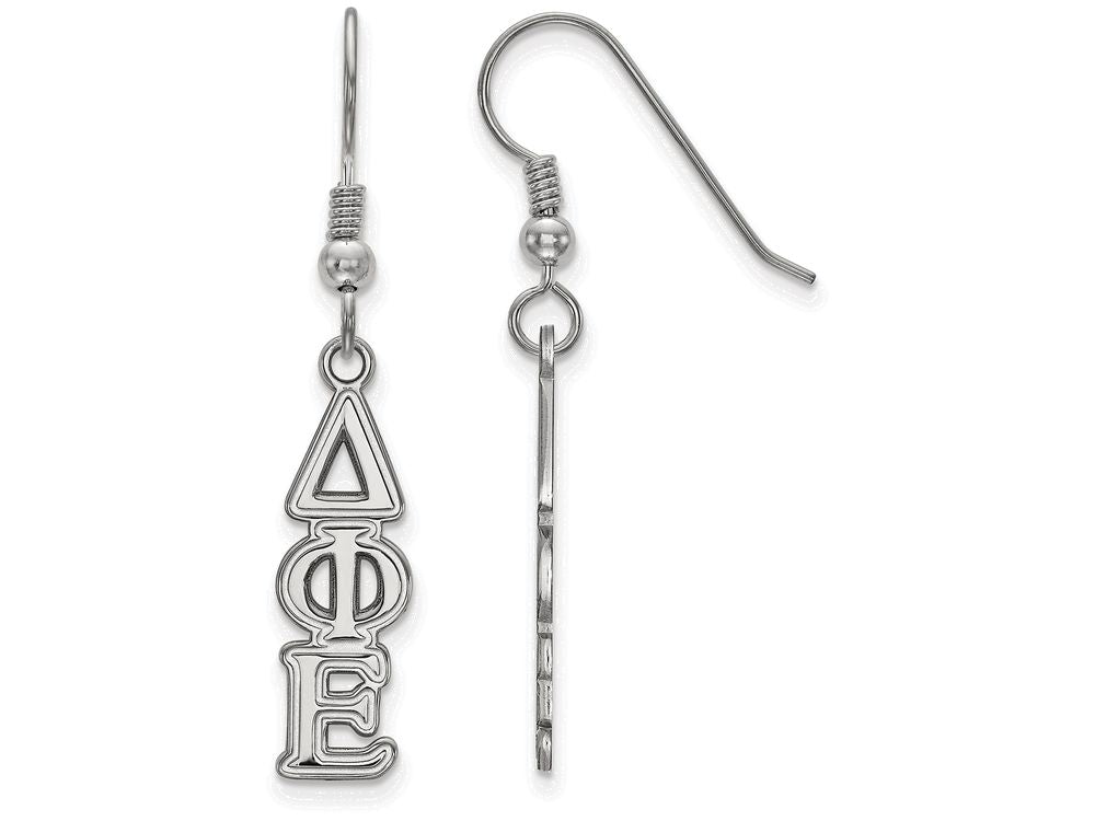 LogoArt Sterling Silver Delta Phi Epsilon Dangle Medium Earrings