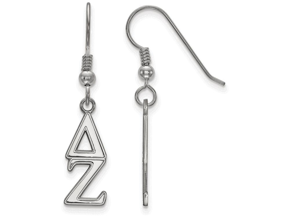 LogoArt Sterling Silver Delta Zeta Dangle Medium Earrings