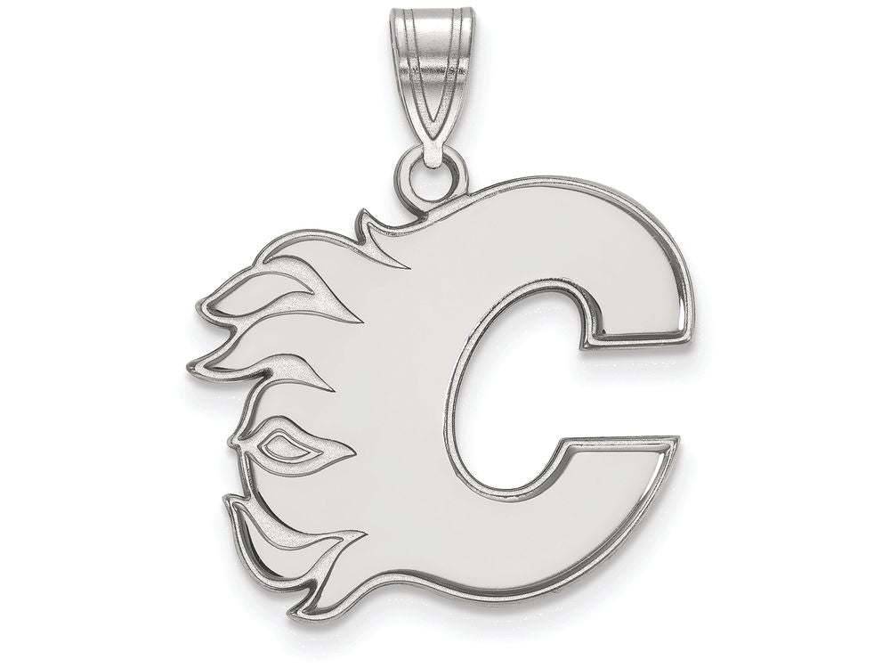 LogoArt Sterling Silver Calgary Flames Large Pendant Necklace