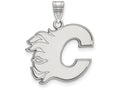 LogoArt Sterling Silver Calgary Flames Large Pendant Necklace