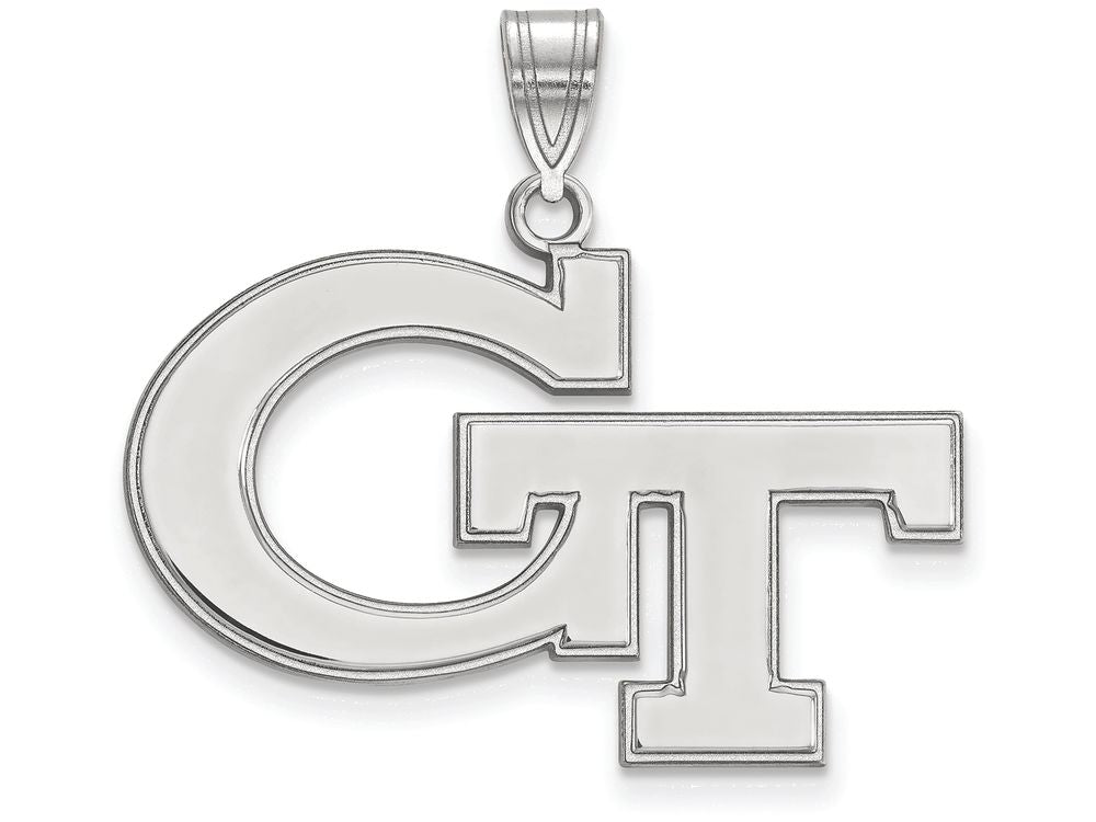 LogoArt Sterling Silver Georgia Institute Of Technology Large Pendant Necklace