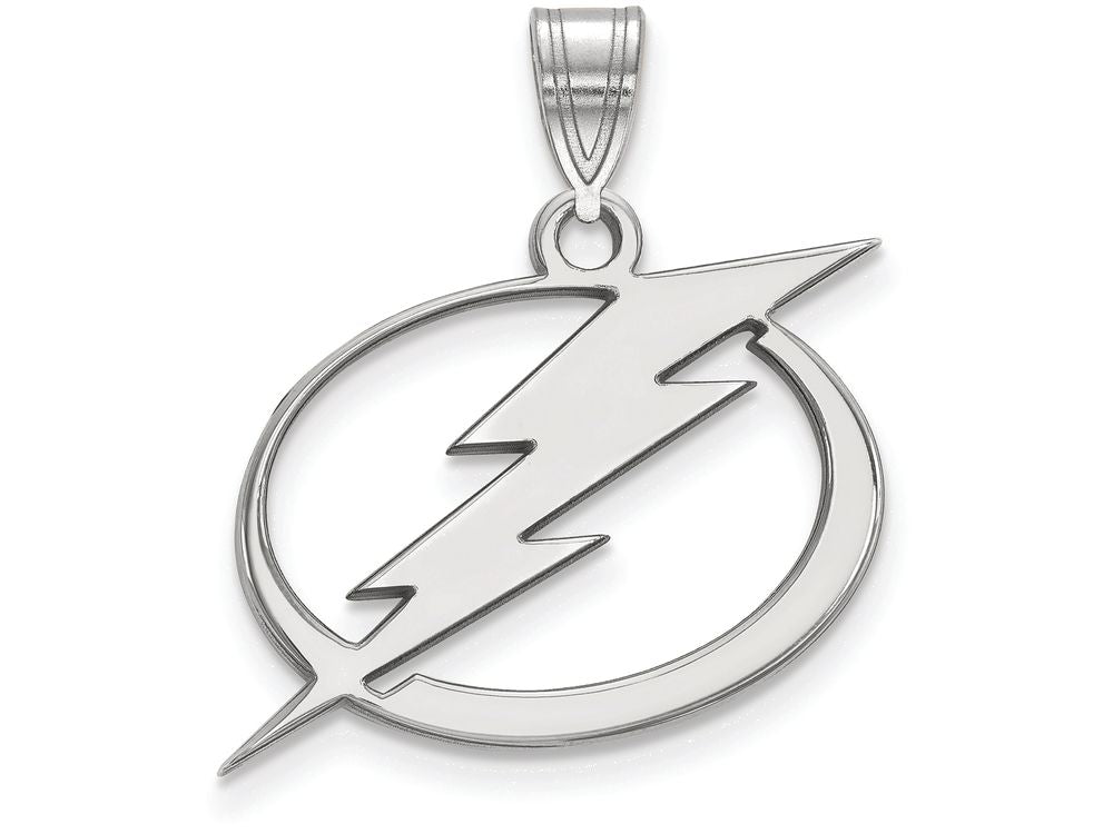 LogoArt Sterling Silver Tampa Bay Ligtning Large Pendant Necklace