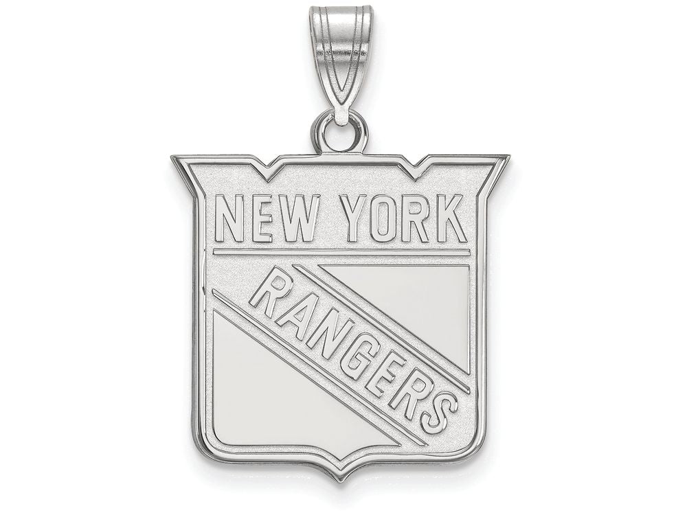 LogoArt Sterling Silver New York Rangers Large Pendant Necklace
