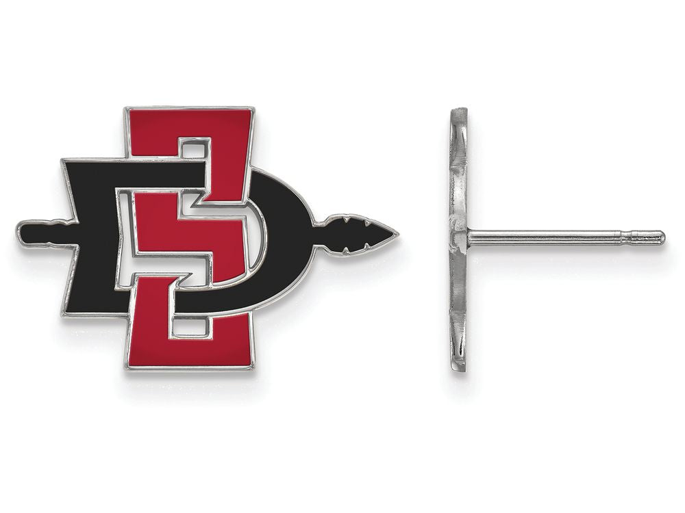 LogoArt Sterling Silver San Diego State University Small Post Earrings