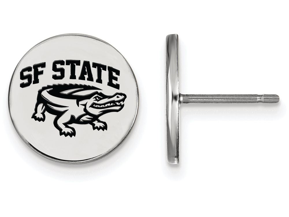 LogoArt Sterling Silver San Francisco State University Small Enamel Disc Earrings