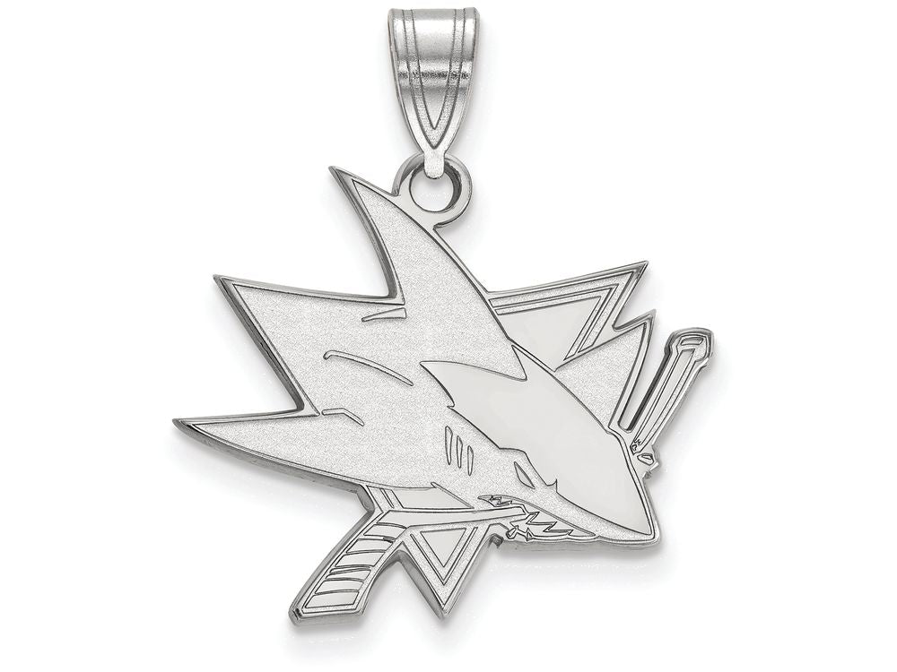 LogoArt Sterling Silver San Jose Sharks Large Pendant Necklace