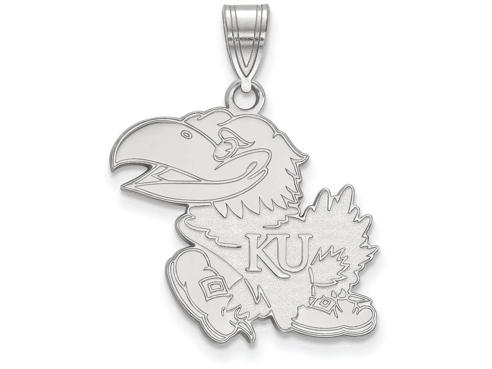 LogoArt Sterling Silver University Of Kansas Large Pendant Necklace