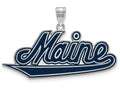 LogoArt Sterling Silver University Of Maine XL Enamel Pendant Necklace