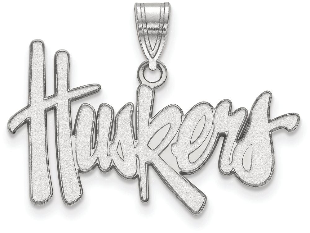 LogoArt Sterling Silver University Of Nebraska Large Pendant Necklace
