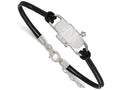 Logoart 925 Sterling Silver Navy Small Center Leather Bracelet