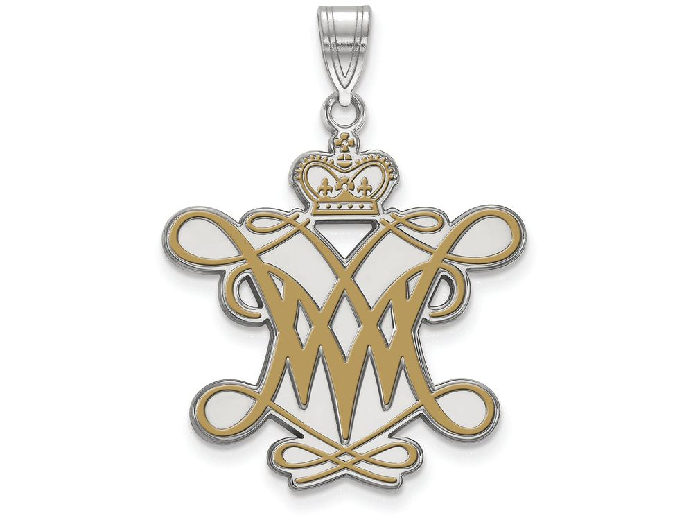 LogoArt Sterling Silver William And Mary XL Enamel Pendant Necklace