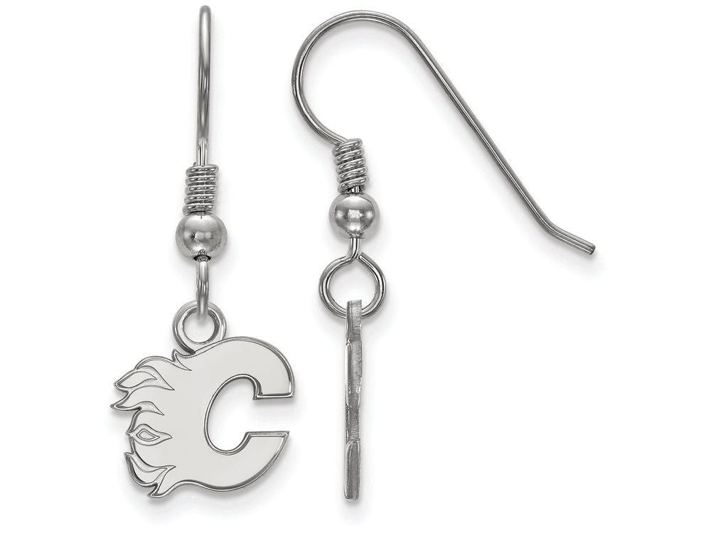 LogoArt Sterling Silver Calgary Flames Xs Dangle Earrings Wire