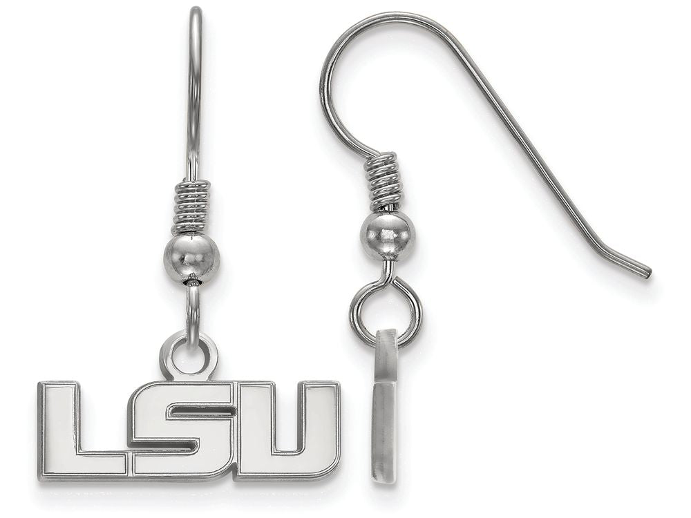 LogoArt Sterling Silver Louisiana State University Xs Dangle Earrings Wire