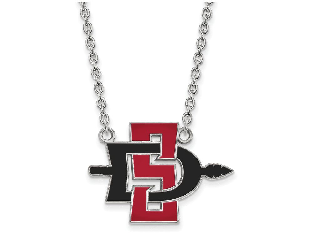 LogoArt Sterling Silver San Diego State University Large Pendant Necklace
