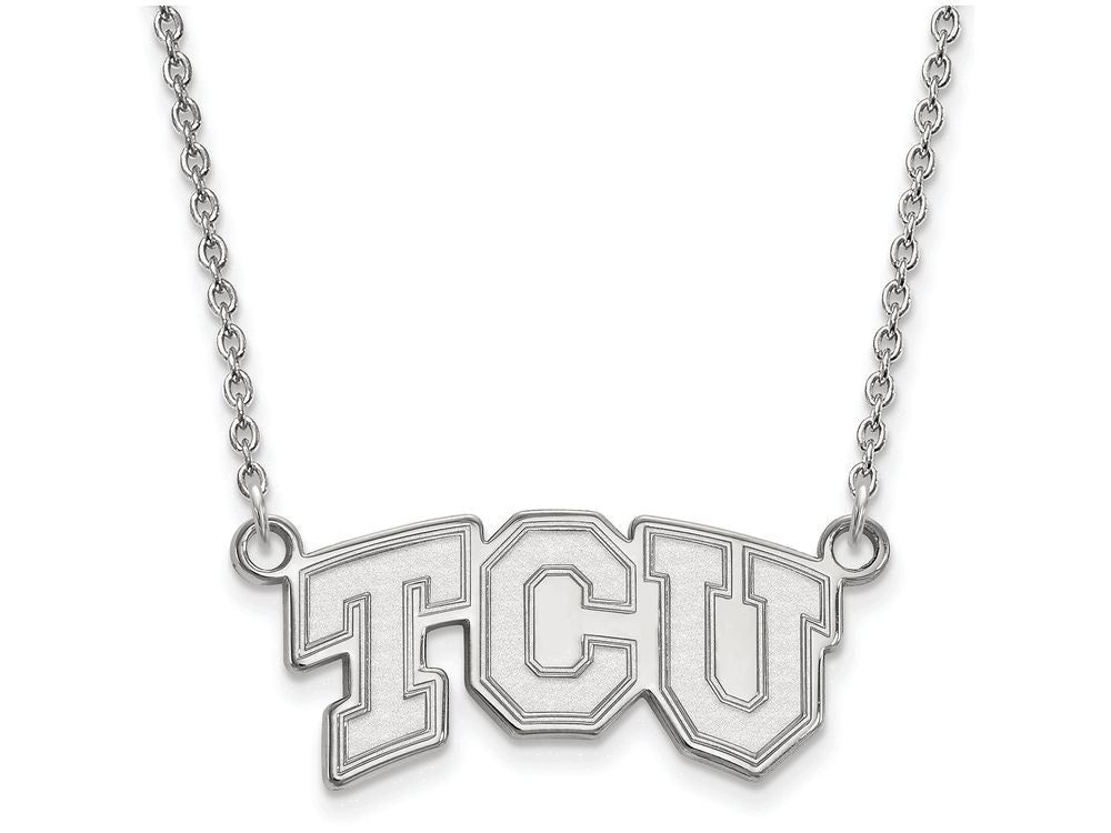 LogoArt Sterling Silver Texas Christian University Small Pendant Necklace