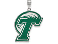 LogoArt Sterling Silver Tulane University XL Enamel Pendant Necklace