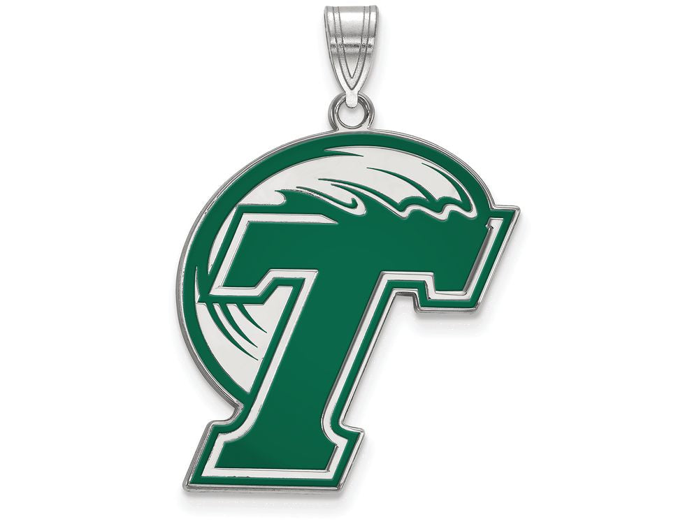 LogoArt Sterling Silver Tulane University XL Enamel Pendant Necklace