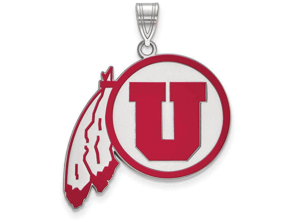 LogoArt Sterling Silver University Of Utah XL Enamel Pendant Necklace