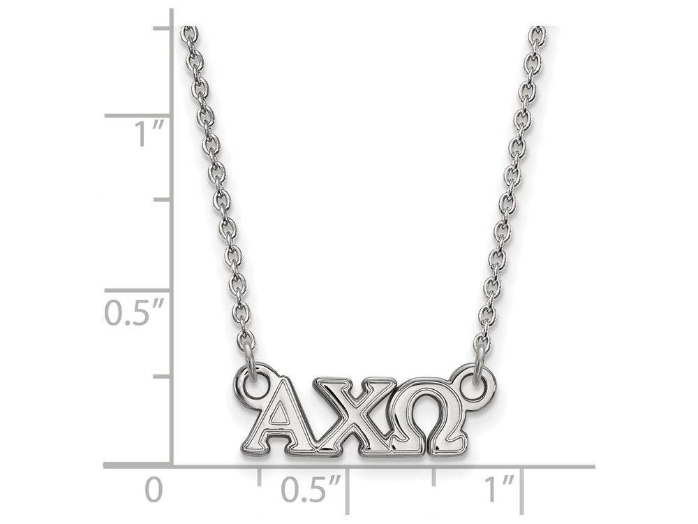 LogoArt Sterling Silver Alpha Chi Omega Extra Small Pendant Necklace With 18 Inch