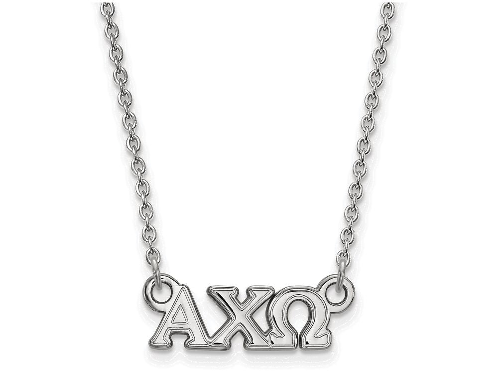 LogoArt Sterling Silver Alpha Chi Omega Extra Small Pendant Necklace With 18 Inch