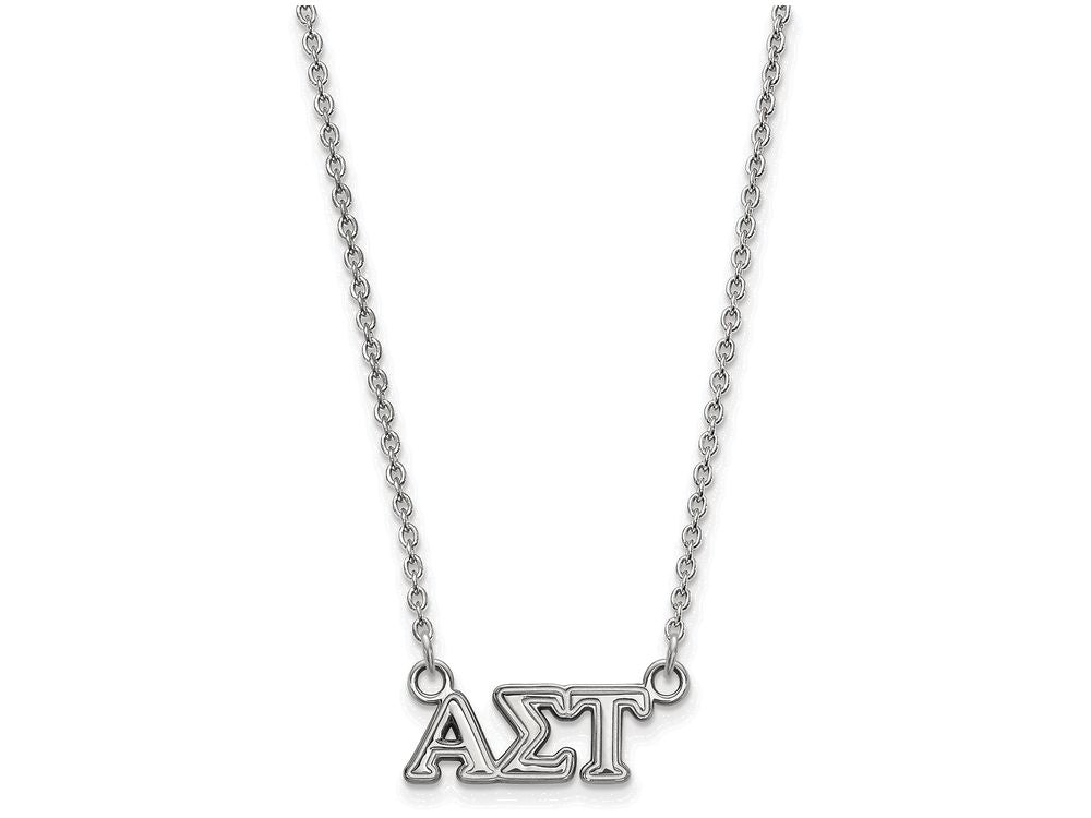 LogoArt Sterling Silver Alpha Sigma Tau Extra Small Pendant Necklace With 18 Inch