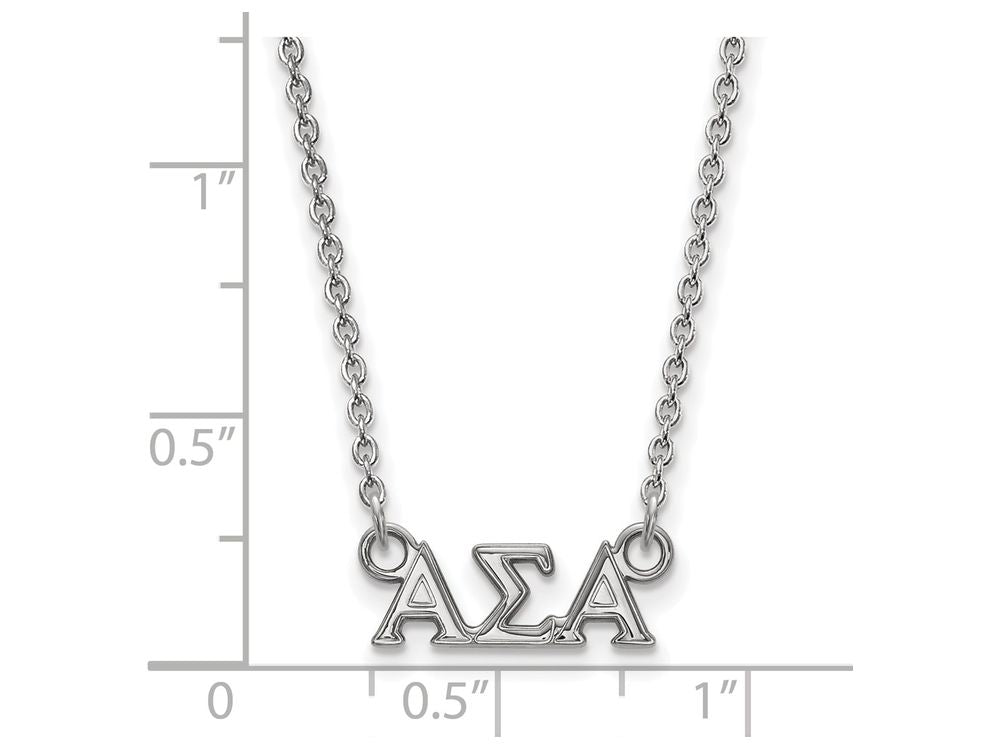 LogoArt Sterling Silver Alpha Sigma Alpha Extra Small Pendant Necklace With 18 Inch