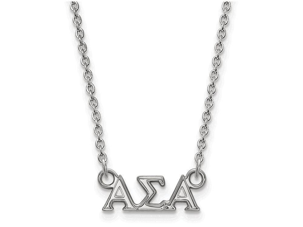 LogoArt Sterling Silver Alpha Sigma Alpha Extra Small Pendant Necklace With 18 Inch