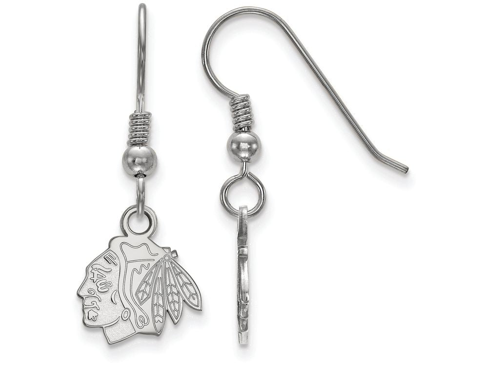 LogoArt Sterling Silver Chicago Blackhawks Xs Dangle Earrings Wire