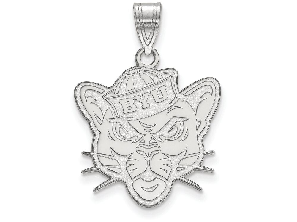 LogoArt Sterling Silver Brigham Young University Large Pendant Necklace
