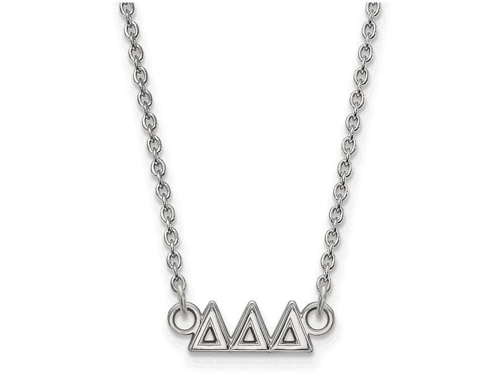 LogoArt Sterling Silver Delta Delta Delta Extra Small Pendant Necklace With 18 Inch