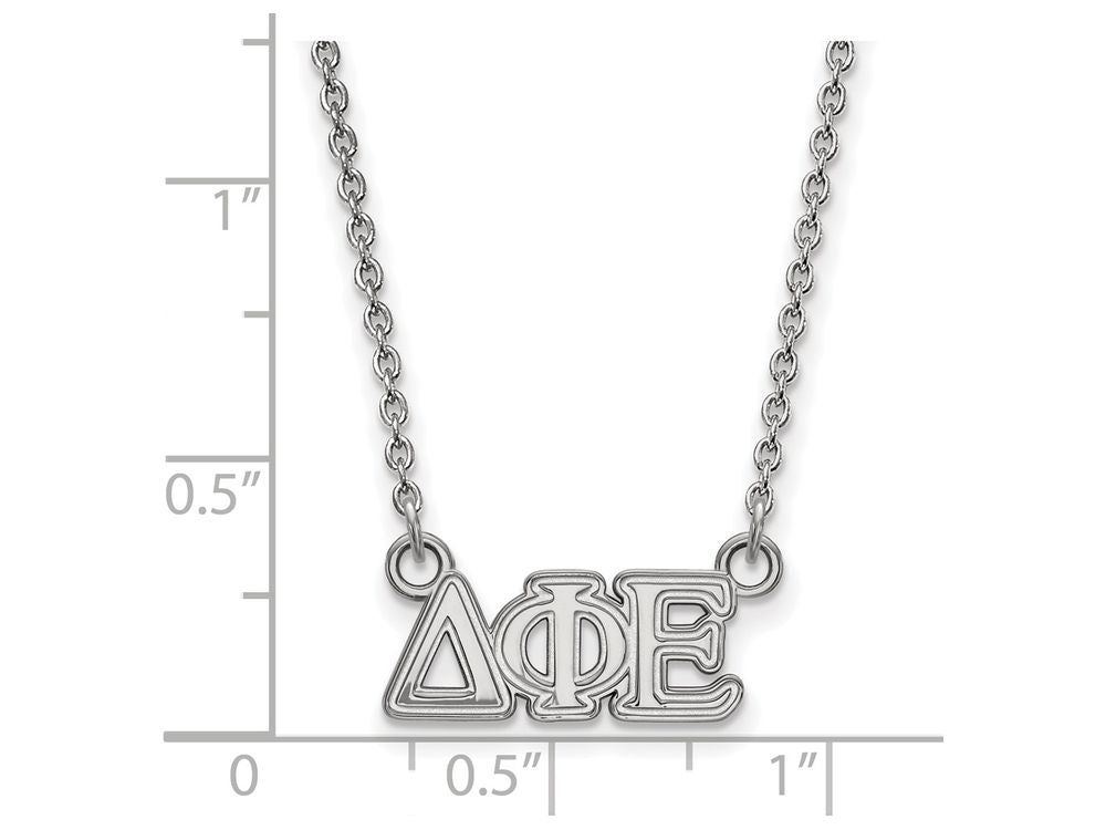 LogoArt Sterling Silver Delta Phi Epsilon Extra Small Pendant Necklace With 18 Inch