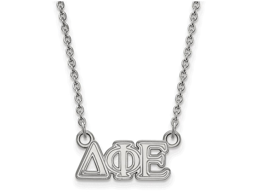LogoArt Sterling Silver Delta Phi Epsilon Extra Small Pendant Necklace With 18 Inch