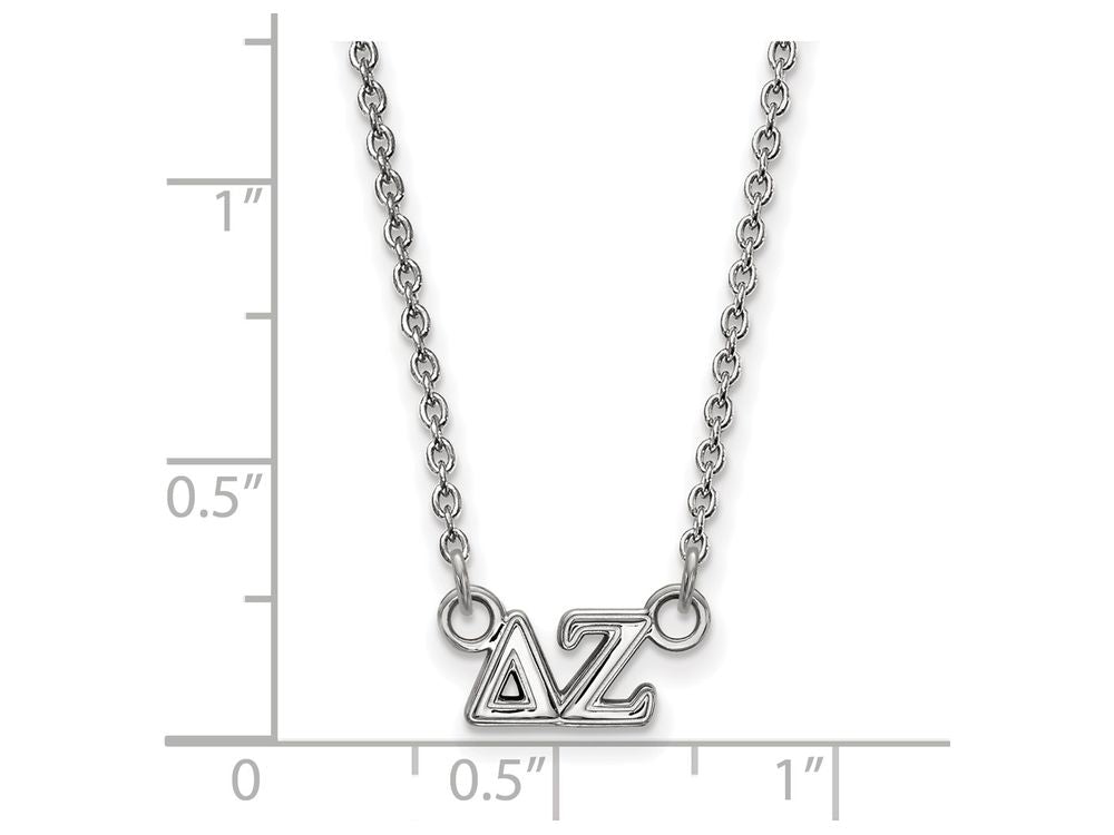 LogoArt Sterling Silver Delta Zeta Extra Small Pendant Necklace With 18 Inch