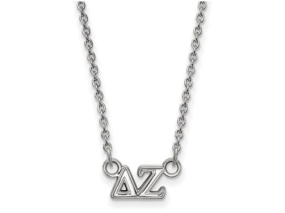 LogoArt Sterling Silver Delta Zeta Extra Small Pendant Necklace With 18 Inch